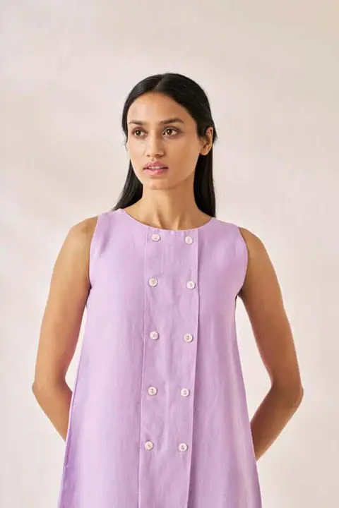 Sleeveless Box Pleat Dress Lavender.webp