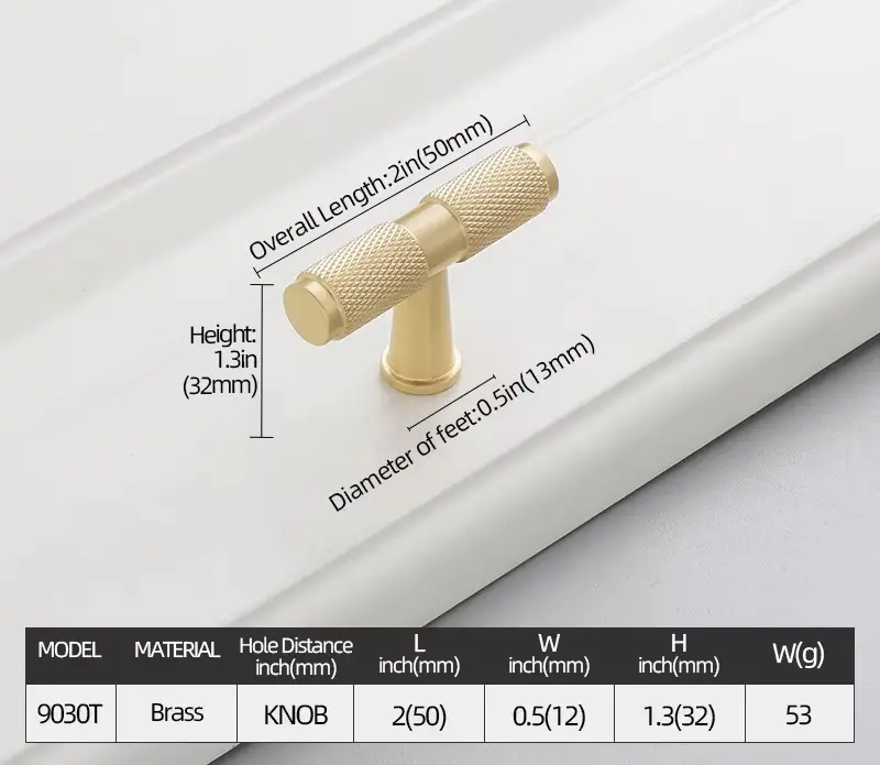 [9030T-50] Nova Brass Handle (50mm)