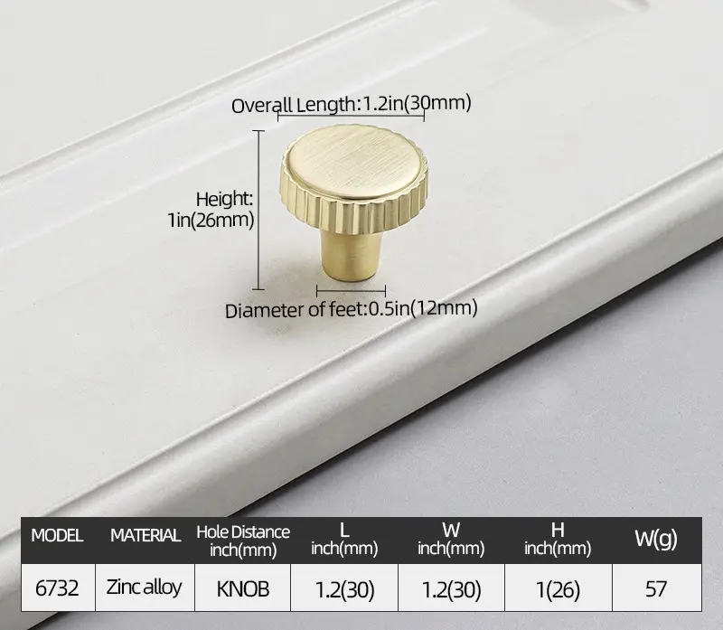 [6732-Knob] Allude Brushed Copper Horizontal Grain Handle  (Knob)