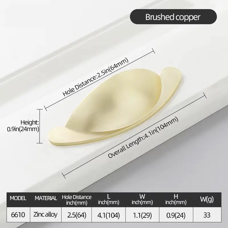 [6610-BC] Forge Zinc Pull Handle 104mm (Brushed Copper)