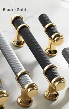 [8258-96B] 8258-96 Black & Gold Aluminium Alloy Handle 128mm